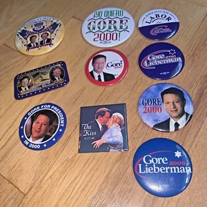 Lote de 10 Botones AL GORE / JOE LIEBERMAN para Presidente / Vicepresidente Lote 9 - Imagen 1 de 12