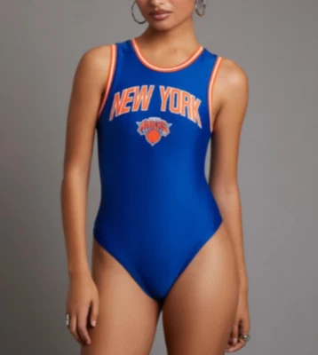 NBA New York Knicks Varsity Blue Bodysuit women's size XS one piece shirt top - Image 1 of 4