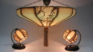 Set Tischlampe Wandlampe Hängelampe Deckenlampe Bakelit mid century '50erJ - Picture 1 of 12