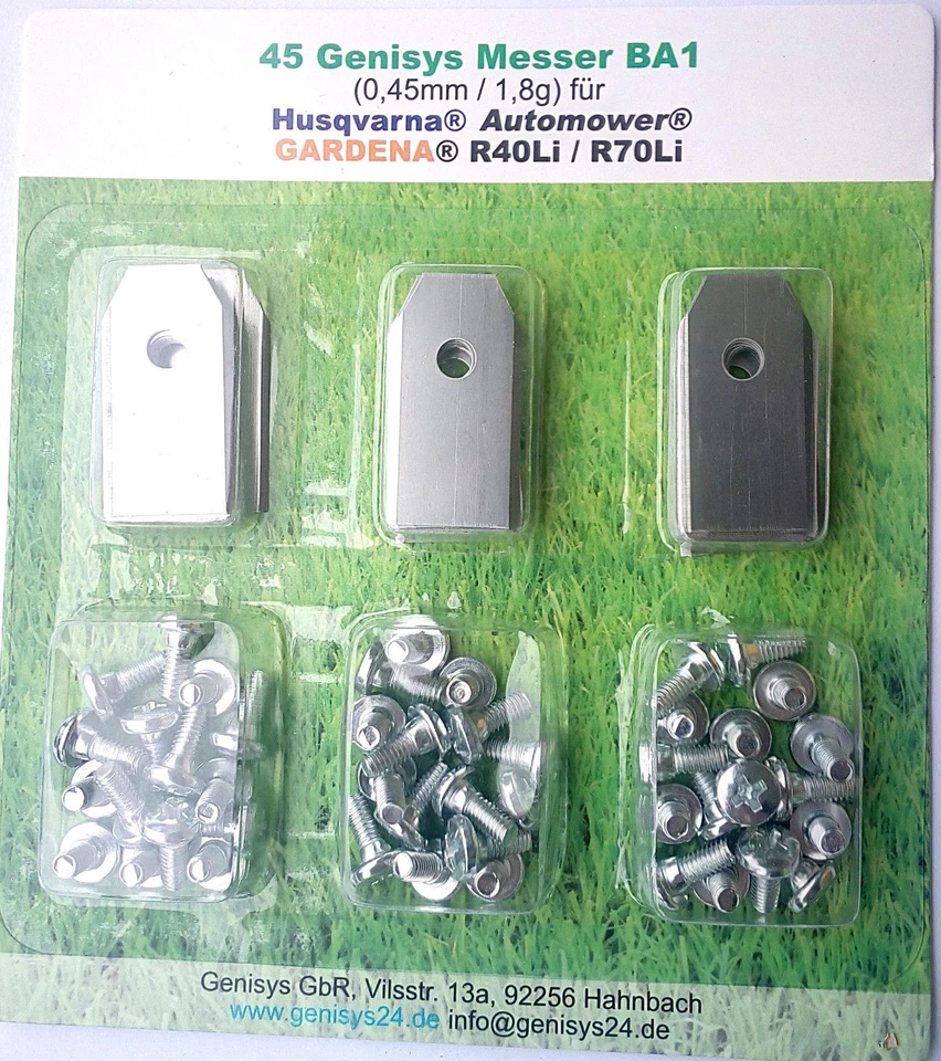 45 Ersatz-Messer Qualitäts-Klingen Husqvarna Automower 430x 0,45mm & Schrauben - Bild 1 von 1