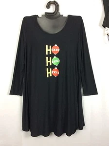 3X Vestido Negro Tiara International Mujer Plus Colección de Navidad HO HO HO HO  - Imagen 1 de 9