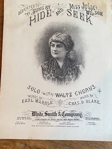 RARE 1882 Sheet Music "HIDE and SEEK" Dedicated to and Sung by Miss Julia Wilson - Picture 1 of 7