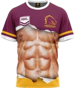 BRISBANE BRONCOS SHIRT NRL 3D RIPPED RUGBY LEAGUE TRAINING SHIRT JERSEY - Picture 1 of 2