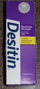 Pasta de dermatitis de pañal de óxido de zinc de máxima resistencia Desitin nueva/sellada 4,8 oz - Imagen 1 de 6