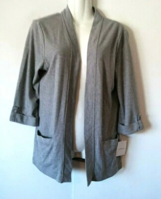 NEW WOMEN'S CROFT & BARROW GRAY OPEN FRONT DUSTER JACKET WITH POCKETS SIZE S - Image 1 of 3