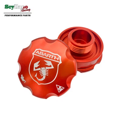 SCYLLANO RACING Tappo Riempitore Olio Alluminio Rosso per Motori Abarth 500 595 695/Grande Punto T-Jet