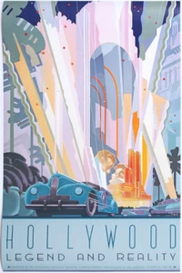Póster Art Deco "Hollywood - Leyenda y Realidad" Vintage Años 80 - Imagen 1 de 1