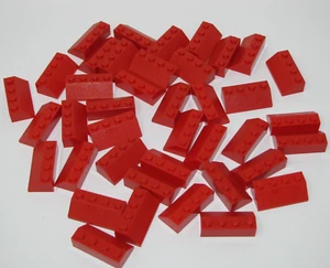 40X lot Lego RED 2 x 4 Slope Bricks Lot 45* Part 3037 4 x 2 Roof City house - Picture 1 of 4