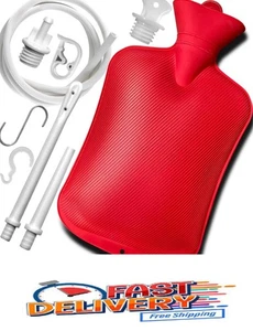 2L Klistierbeutel Set mit 2 Spitzen, 60" Schlauch & Durchflussventil | Darmreinigung, rot - Bild 1 von 7