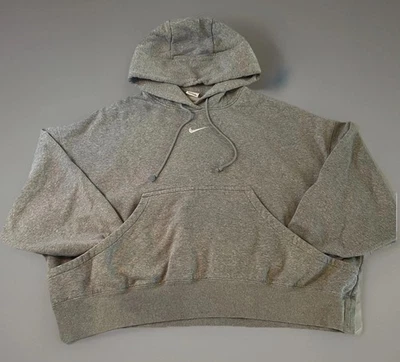 Sudadera con capucha gris grande Nike para mujer talla grande con logotipo Swoosh L Foto 1 de 4