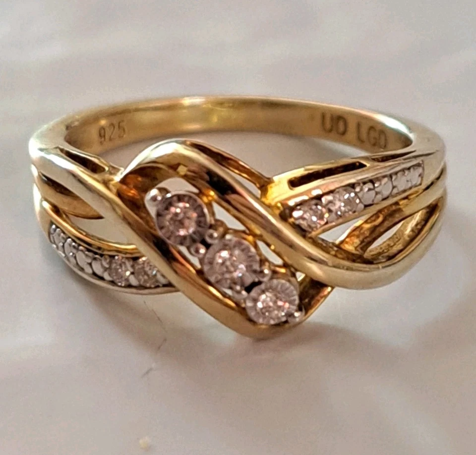 .25CT Lab Grown Diamond Gold Vermeil Sterling Silver Engagement Ring Size 7 - Image 1 of 4