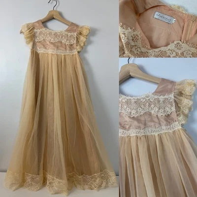 Trish Scully Child Lace Trim Tulle Flower Girl Dress Pageant Gown Size 14 - Image 1 of 4