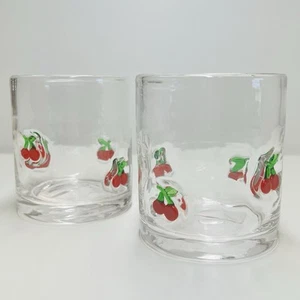 NEW Anthropologie Dupe RED CHERRY Icon Juice Glass Whiskey Cup Viral v2 SET OF 2 - Picture 1 of 5
