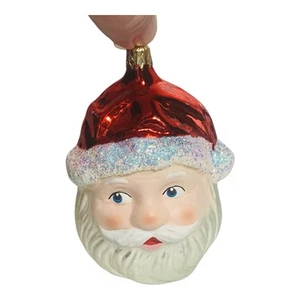 Vidrio soplado a mano 4” cabeza/cara de Papá Noel adorno de Navidad - Imagen 1 de 7