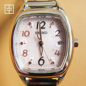 SEIKO 1B22-0CJ0 Ladies Solar Radio Wave SS Watch w/ Pink Dial - Picture 1 of 8