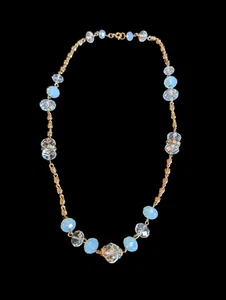 Collana vintage con perle di cristallo tono oro 21,5" dichiarazione  - Foto 1 di 7