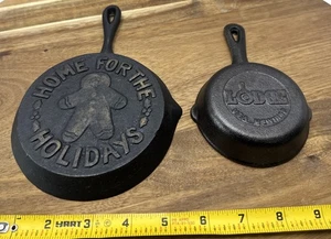 (2) Urlaub Vintage Gusseisen Pfannen - 5 "Zuhause für den Urlaub - 3,5" Schneeflocke - Bild 1 von 13