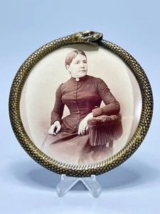 Victorian Bronze Photo Picture Frame Ouroboros Snake Serpent Occultist Esoteric - Picture 1 of 7