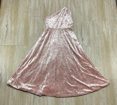 Trish Scully Girls Size 6 Light Pink Crushed Velvet Velour One Shoulder Dress - Image 1 of 4