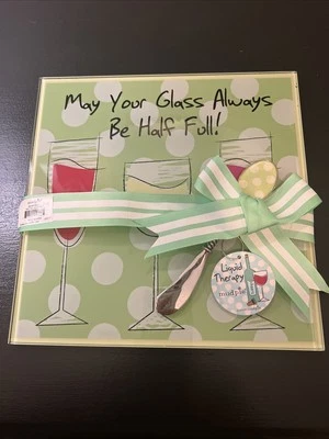 NEW Mud Pie Tempered Glass Wine And Cheese Tray & Knife Spreader mudpie 2009 - Image 1 of 4