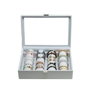 Bracelets Organizer Rods Bangles Display Holder, Clear See through Lid Leathe... - Picture 1 of 8