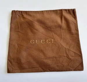 GUCCI Sacchetto antipolvere marrone con coulisse logo chiuso 15 x 13" - Foto 1 di 1