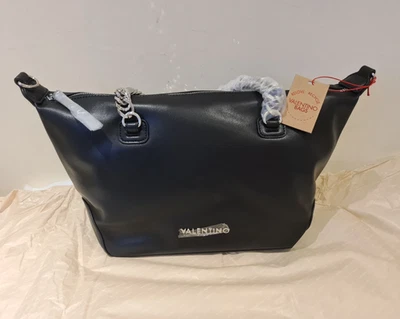 Valentino by Mario Valentino Black Shoulder Bag with Chain Handles Medium New - Image 1 of 4