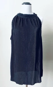 Floral & Ivy Black Satin Crinkle Halter Top Formal Flowy Women's Size Small - Picture 1 of 6