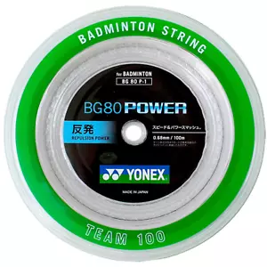 YONEX Badminton Strings BG80 Power (0.68mm) BG80P1 White Roll 100m New Japan - Picture 1 of 8