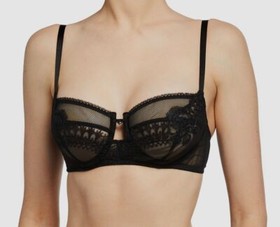 $184 Lise Charmel Women's Black Ecrin Glamour Demi Cup Underwire Bra Size 34B