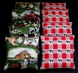 Farming Cows red Tractor Farmall fabric ACA Regulation Corn Hole Game Bags - Picture 1 of 2