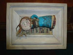 Tejeramas Wood Framed Handmade Unique 3d paper Collage Art Bristol Flying Lady - Picture 1 of 10
