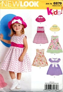 Uncut Sewing Pattern Girls Toddler Back Zipper Dress Hat Brim Size 1/2 - 4 year - Picture 1 of 2