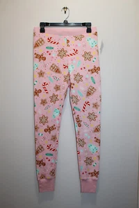 OLD NAVY WOMENS THERMAL PAJAMA LEGGINGS CHRISTMAS TREATS PINK & MULTICOLR SIZE M - Picture 1 of 3
