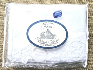 New Keeco Handmade Collection Twin Battenburg Bed Skirt 100% Cotton White - Picture 1 of 3