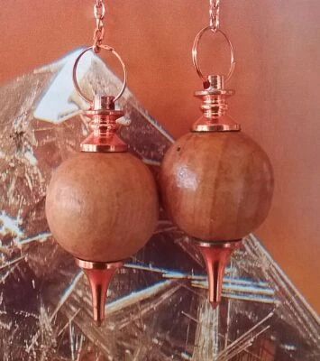 2 SANDALWOOD DOWSING PENDULUM WITH Copper, Round Wood Dowsing Pendulum - Image 1 of 3