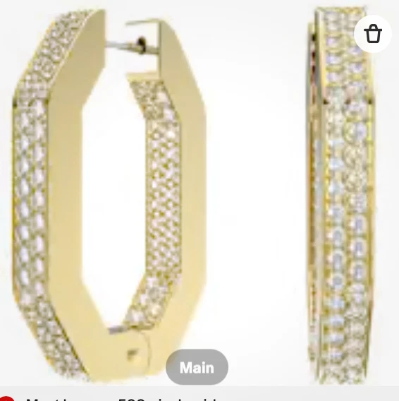 Серьги-кольца Swarovski с золотистыми кристаллами большие восьмиугольные - золотистые - Изображение 1 из 1