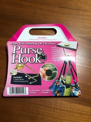 КРЮЧОК ДЛЯ СУМОЧКИ, как показано по телевизору, новые (2) крючки с бархатным чехлом для переноски - Изображение 1 из 4