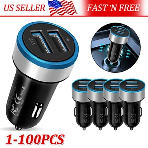 1-100x For iPhone 16e 15+ 14 Fast USB Dual Ports Car Charger Wholesale Bulk Lot - Picture 1 of 27