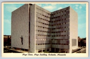 Postal cromada vintage de Mayo Clinic, Mayo Building, Rochester, Minnesota - Imagen 1 de 2