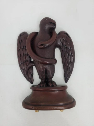 Antique Eagle And Serpent Wood Finial Cover