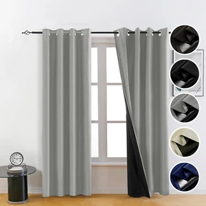 84 Inch 100% Black Out Curtains Bedroom,Grey Room Darkening Living Room,Window - Picture 1 of 11