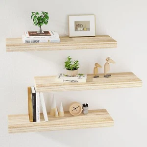 Wall Shelves 17" Floating Wooden Wall Mounted Shelves for Bedroom Living Room - Picture 1 of 8