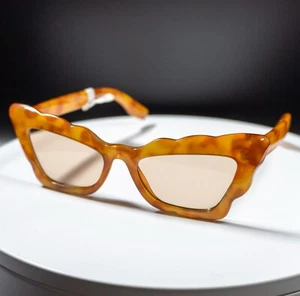 Free People Scalloped Cat Eye Brown Sunglasses Womens Sunglasses Brown - Picture 1 of 9