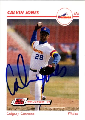 Calvin Jones Signed 1991 impel Line Drive Pre-Rookie #62 Calgary Cannons D.2022 - Image 1 of 2