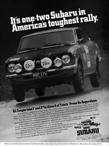 Subaru GL 1973 cupé anuncio original de carreras de rally - Imagen 1 de 1