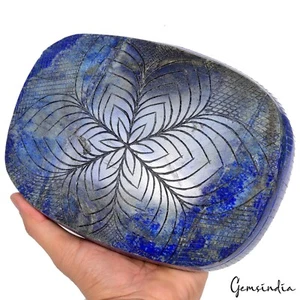 4.5 Kilo Certified Natural Lapis Lazuli Large Decorative Gemstone with Engraving - Picture 1 of 9