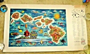 DE COLECCIÓN PRECIOSO MAPA DE DIBUJOS ANIMADOS DE LAS ISLAS HAWAIANAS POR FEHER HAWAIIAN PINEAPPLE CO DOLE - Imagen 1 de 11
