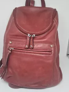 VINTAGE Y2K TIGNANAELLE MINI BACKPACK PURSE PEBBLE GENUINE LEATHER RED - Picture 1 of 24