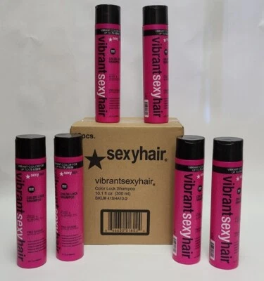 6 Vibrant Sexy Hair Color Lock Shampoo 10.1 oz DUO Rose Almond Oil Factory Case - Image 1 of 4
